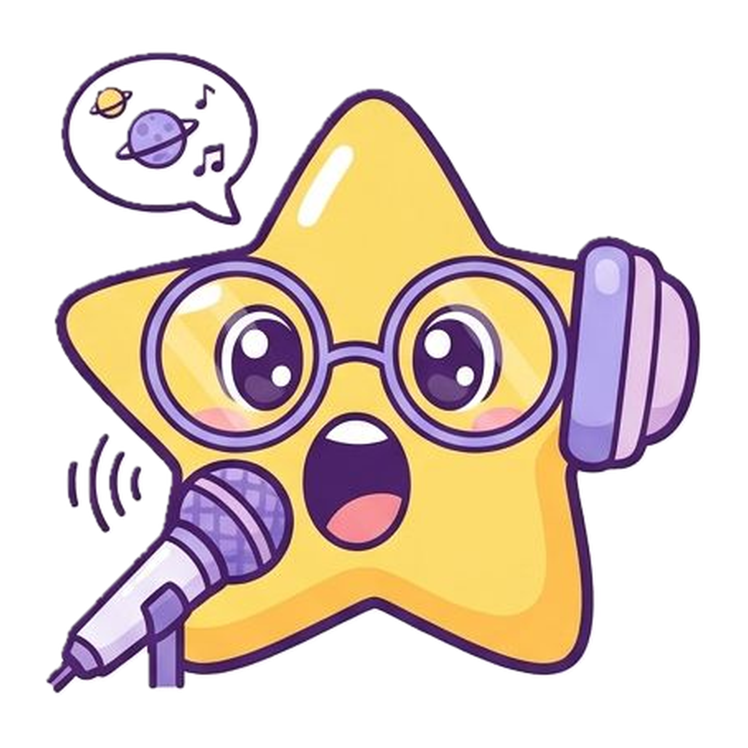 StarSpeaky smiling star speaking into a microphone